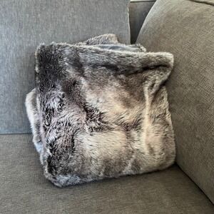 Frontgate Faux Fur Bed Runner Grey Brown Plush Luxury Throw 2ftx7ft